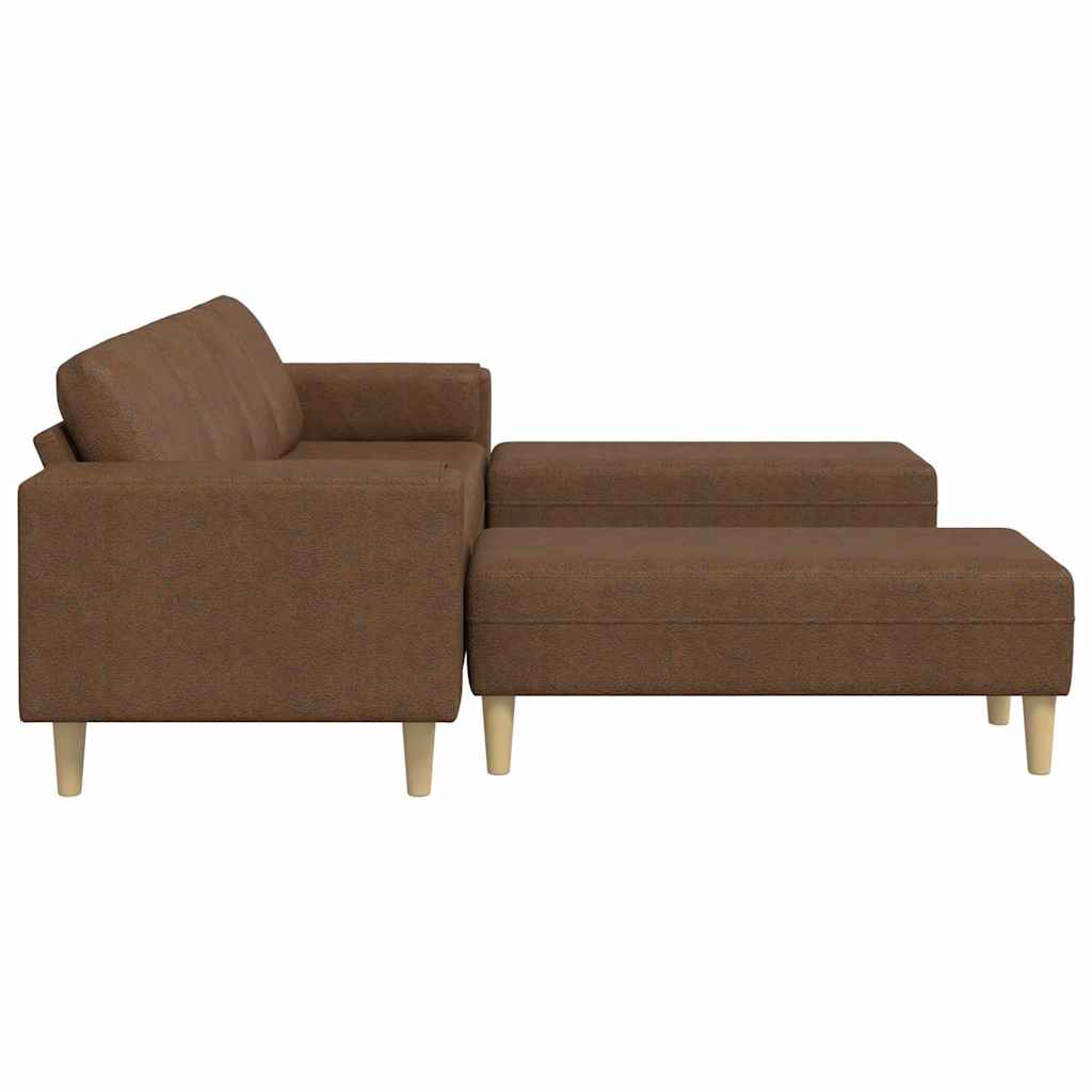 Sofa Set Brown Faux suede leather